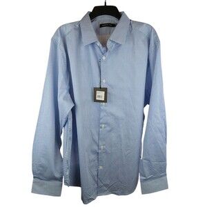 Dstrict&Row Slim Fit Button Front Shirt Men's Size XXL in Blue/White Geo NWT!